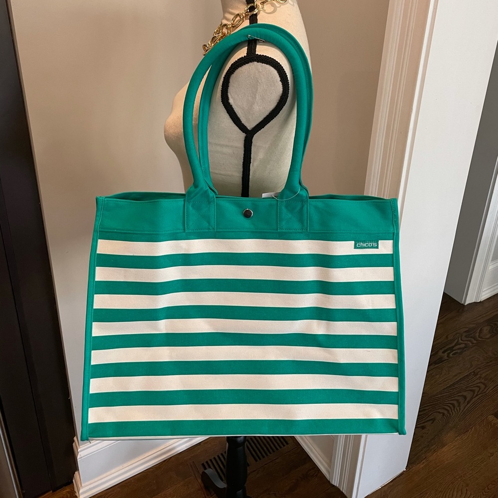 NWT Chico’s Striped Beach Tote Bag